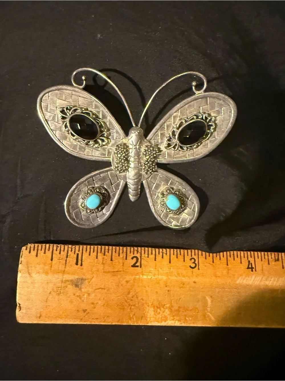 Vintage silver large butterfly pendant . - Picture 3 of 13